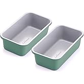 LeGourmet Nonstick Bread Loaf Pan 9 X 5 Inch, Ceramic Coating, Non-Toxic, Rust Resistant Aluminized Steel, Perfect 1 lb Baking Dish for Meatloaf, Pound Cake & Brownie (Rosemary 2pcs)