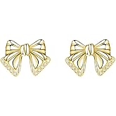 SLUYNZ Solid 925 Sterling Silver CZ Bow Post Earrings Studs for Women Teens Cute Bowknot Stud Earrings