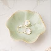 Mecaikru Ceramic Trinket Dish, 4in Ring Tray with Kiln Glaze Jewelry Dish | Raised edges keep tiny accessories gathered in one spot, keeping earrings, necklaces and keys easy to see and reach.