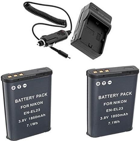 D136 NEW 2X EN-EL23 battery + Wall &Car charger For NIKON COOLPIX P600 ENEL23