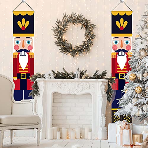 AMOR PRESENT Nutcracker Banner, Nutcracker Christmas Decorations Life Size Nutcracker Porch Sign for Indoor Outdoor Yard Garden Christmas Party Decoration