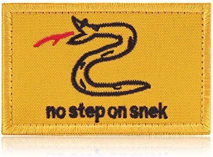 No Step On Snek Patch,QingZ 2'' x 3.3'' No Step On Snek Flag Embroidered Velcro Patch (1pc)