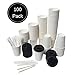 Pack of 100 - Premium Disposable Paper Coffee Cups with Reclosable Lids, Stirrers Included - 12 Ounce - Perfect for Offices, Party Events, Shops and Travel