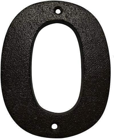 Cast Iron House & Door Numbers 0-9, A-E - Available in Black and Brown (0, Black)