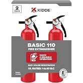 Kidde Basic 110 Fire Extinguisher for Home, 1-A:10-B:C, FA110G, 2 Pack | Residential Multi-Purpose Extinguisher for Small Common Household Fires, 2.5 lb. Dry Chemical