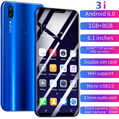 6.1 Inch Ultrathin Android 6.0 Quad-Core 1GB+8GB GSM WiFi Dual SIM 8.0MP Smart Cellphone (Blue)