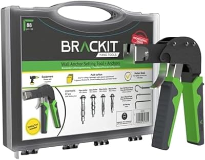 Brackit Plasterboard Fixing 88 Piece Wall Anchor Set with Tool Gun Case