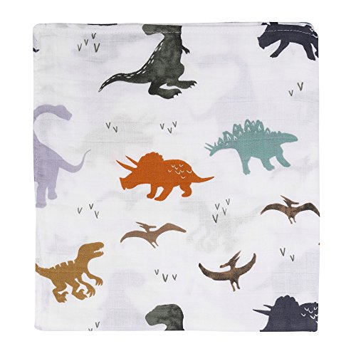 image for LittleJump Dinosaur Muslin Stroller Blanket - Bamboo Summer Blanket fo