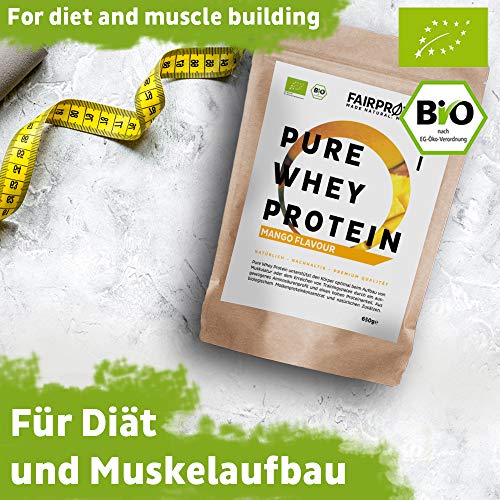 BIO-Whey-Protein-Pulver-Mango-aus-Deutschland-ohne-Soja-Hochwertige-Eiweiss-Shakes-Bio-zertifiziert-650g-Bio-Eiweiss-Pulver-aus-Premium-Molkenprotein-Pulver
