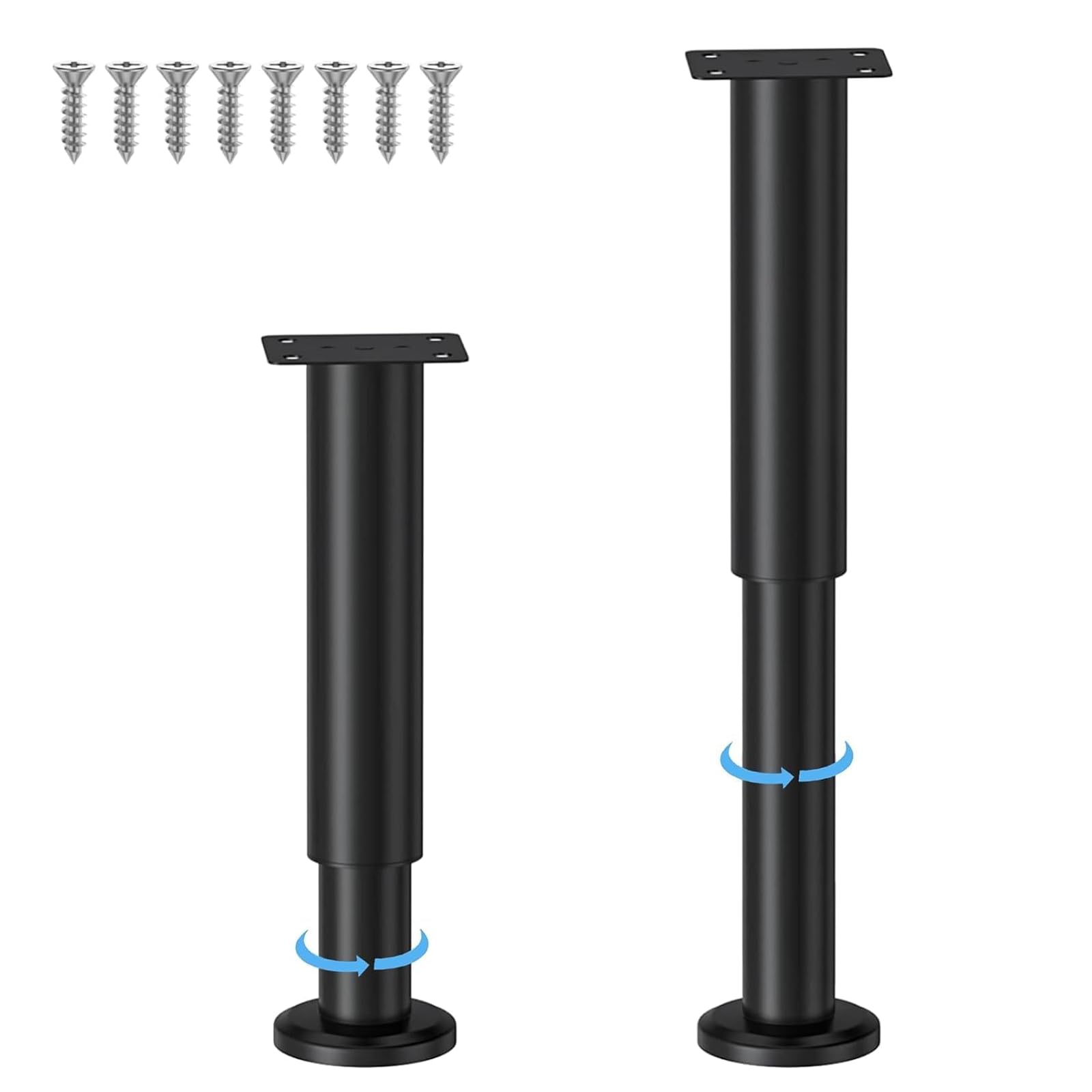 YELIKIT 2-Piece Bed Support Legs - Adjustable Metal Furniture Legs, 25-42cm for Bed, Sofa, Cabinet, Couch, Dresser, Table, YDFL-P-007