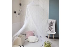 Eimilaly Bed Canopy Mosquito Net, Bed Canopy for Girls Room Decor - Insect Protection Hanging Canopy for Adults, Babies, Outdoor Camping, White/Single Door