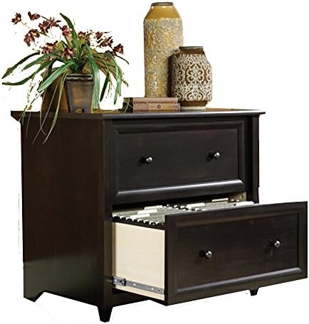 File Cabinet With 2 Drawers And Interlocking Safety Holds Letter And Legal Sized File Folders In Black Wood Finish