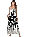 StyleDome Women's Casual V Neck Sleeveless Spaghetti Printed Pockets Loose Beach Maxi Long Dress