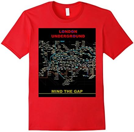 Mens London Underground 'Mind The Gap' Tshirt Map Subway Train XL Red