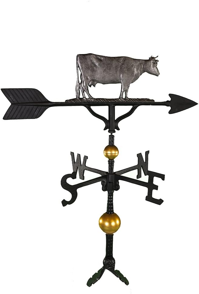 Weathervanes - Montague Metal Products 32-Inch Deluxe Weathervane with Swedish Iron Cow Ornament