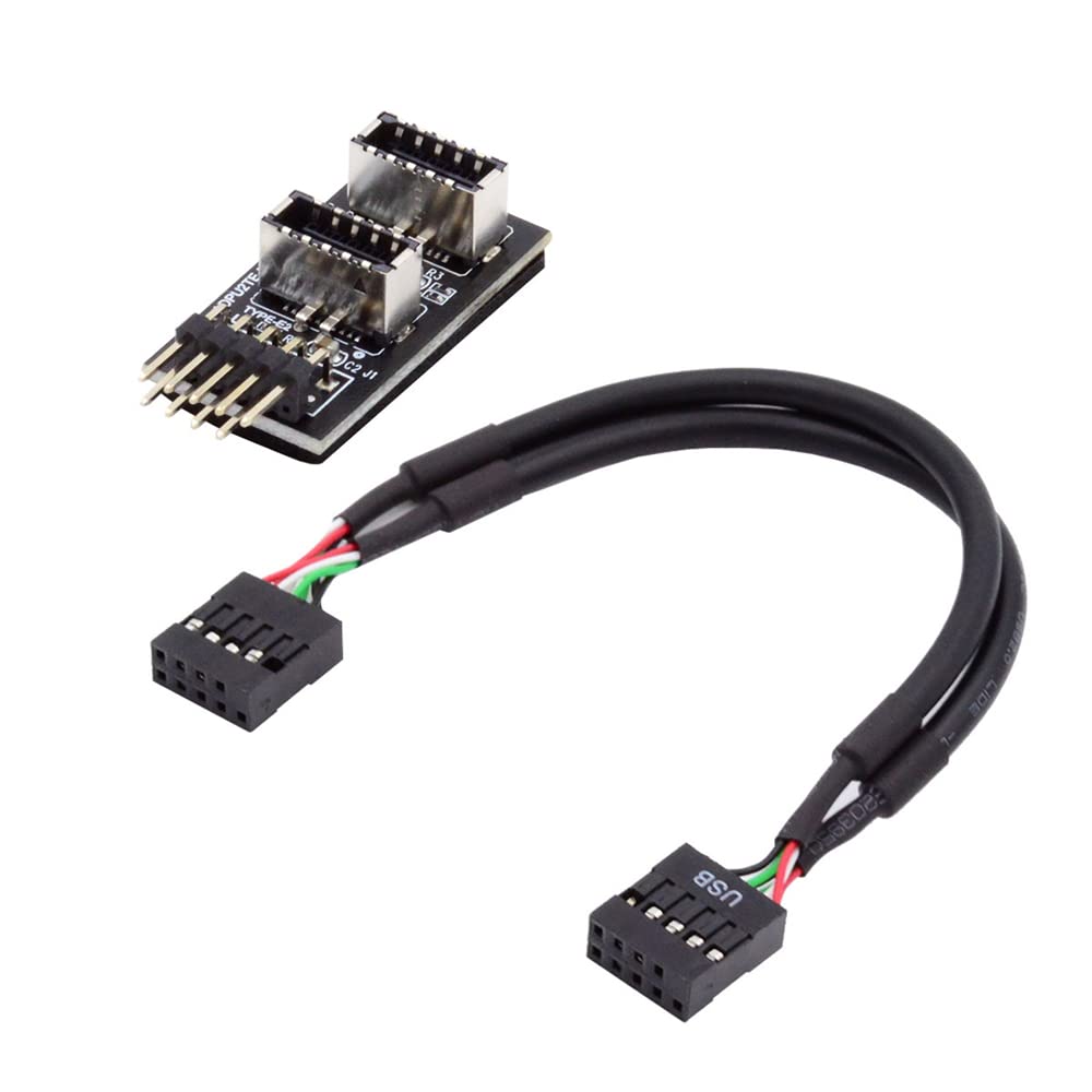 NFHK Dual USB 3.1 Front Panel Socket Key-A Type-E to USB 2.0 9Pin 10Pin Mainboard Header Male Cable Extension Adapter