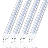CNSUNWAY LIGHTING 4FT LED Light Bulbs, 22W (45W Equiv.), Dual-End Powered, Ballast Bypass, 2400 Lumens, 6000K Cool White, Clear Cover, T8 T12 Fluorescent Replcement - 4 Pack