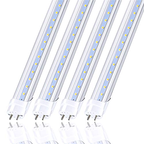 CNSUNWAY LIGHTING 4FT LED Light Bulbs, 22W (45W Equiv.), Dual-End Powered, Ballast Bypass, 2400 Lumens, 6000K Cool White, Clear Cover, T8 T12 Fluorescent Replcement - 4 Pack
