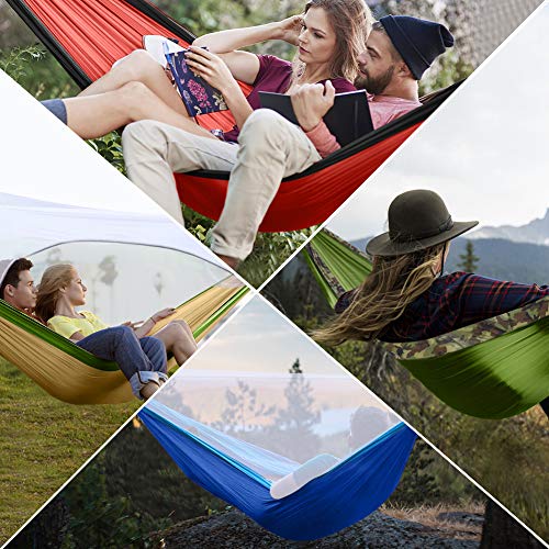 Hieha Double Camping Hammock with Mosquito Net, Portable Nylon Hiking