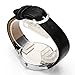 Top Plaza Women Fashion Elegant Black and White Lotus Flower Dial PU Leather Band Analog Quartz Wrist Watch-Black