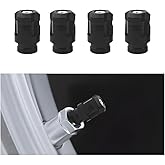 HZEL Car Tire Valve Stem Caps, 4PCS Aluminum Alloy Vehicle Air Caps Cover, Corrosion Resistant Leakproof Automobile Wheel Valve Stem Cover, Universal for Sedans Trucks Motorcycles (Black)