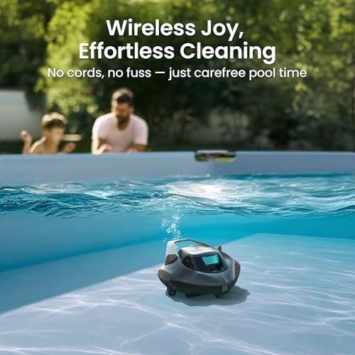 AIPER Seagull SE Cordless Robotic Pool Cleaner, Pool Vacuum Lasts 90 Mins, LED Indicator, Self-Parking, for Flat Above-Ground Pools up to 33 Feet - Gray