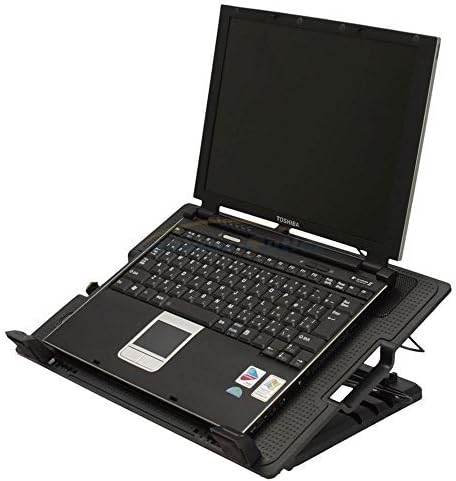 Wide 9-17" USB Notebook Computer Cooling Adjustable Stand Pad Quiet Fans - Black