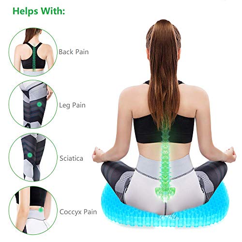 Vodche Large Gel Seat Cushion, New Upgrade Wheelchair Cushion with Non-Slip Cover Breathable Honeycomb Design Relief Back Pain Egg Seat Cushion Pad fits for Office Chair and Car,Wheelchair