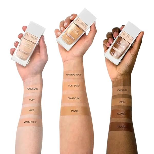 FLOWER BEAUTY BY DREW BARRYMORE LIGHT ILLUSION SPF FOUNDATION – BLENDABLE + BUILDABLE – NATURAL FINISH – LIGHTWEIGHT FORMULA (NUTMEG)