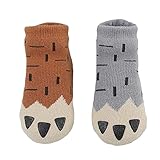 Julvie Anti-Slip Thick Winter Socks(2 Pairs) for Baby 0-4yrs with Claws Print