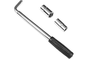 LSKASELUE Telescoping Lug Wrench, 4 Way Wheel Brace Lug Nut Wrench with 17/19mm and 21/23mm Sockets, Heavy Duty Extendable Wh