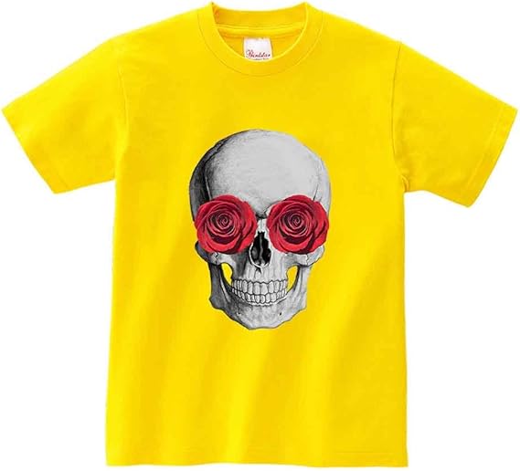 Amazon ノーブランド品 スカル 薔薇 メンズ 半袖 Tシャツ オリジナルプリント 通販
