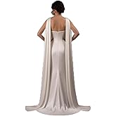 Croloose 142 Inch Bridal Neck Scarf for Wedding Detachable Bridal Satin Neckerchief Flowing Scarf Wedding Shawl