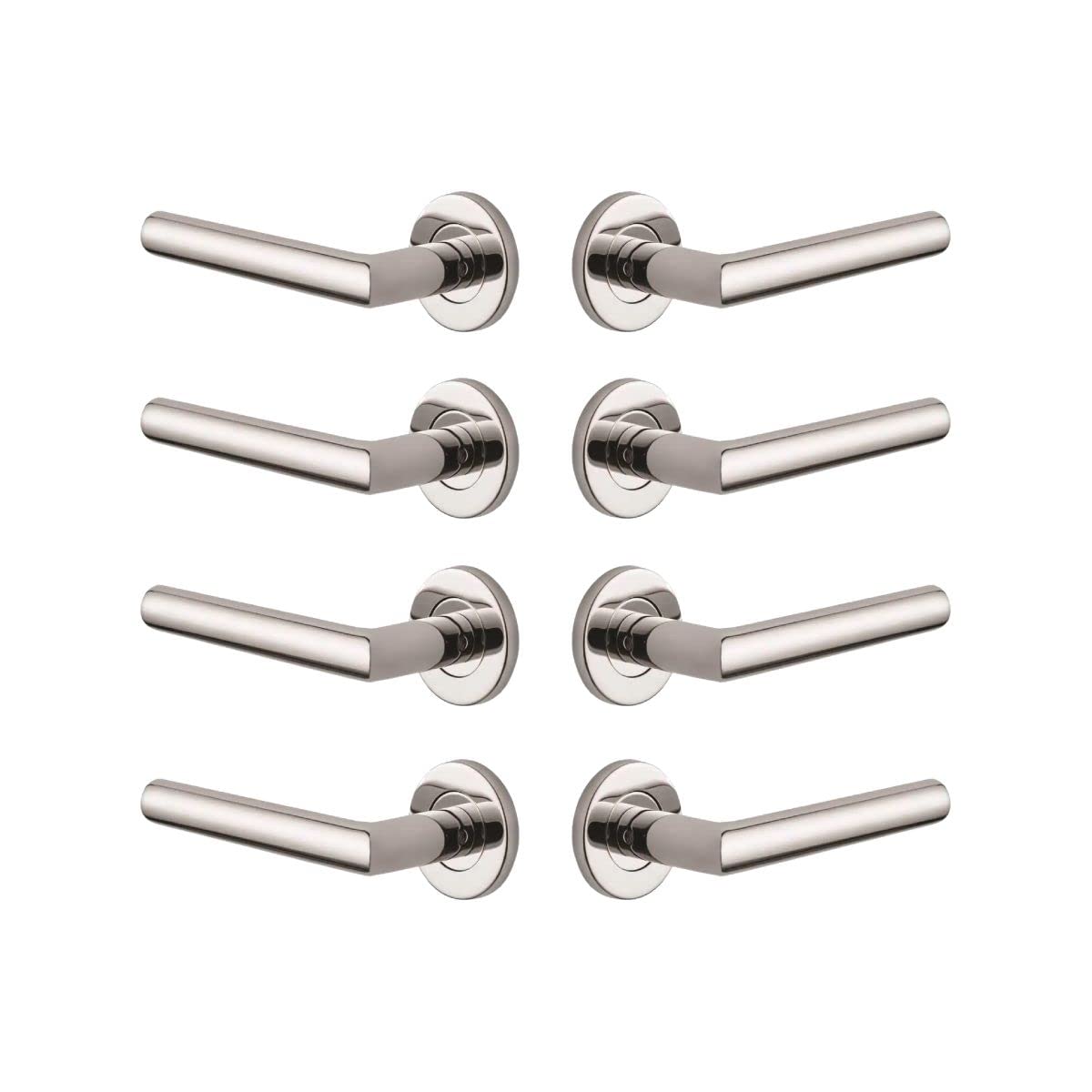 Designer Levers - Eros Lever on Rose Door Handle - Stainless Steel Bar Door Handle - Polished Finish - 4 Pairs - Fixings Included - Interior Use