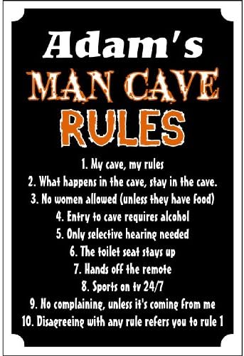 Man Cave Rules ORANGE Personalize Name Free