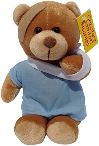 Creature Comfort 8 inch Feel Better Patient Teddy Bear Beanie With Arm Sling And Bandage
