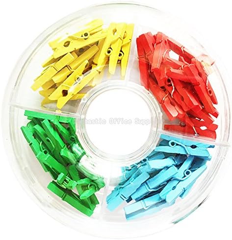60 PCS Wooden Photo Clips, 4 Color DIY Picture Photo Hanging Clip, Colorful Craft Clips for Hanging Photos, Prints, Artwork and Photo Wall Red Yellow Blue Green