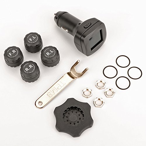Jansite Tire Pressure Monitoring System, Cigarette Lighter Plug LCD Display with Tire Pressure, Temperature Gauge and Battery Voltage, Wireless TPMS with 4 External Sensors for Home Motor, Black - Thumbnail 6