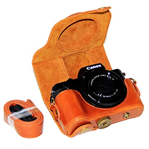 Clanmou G5x Protective Leather Camera Case Bag For Canon Powershot