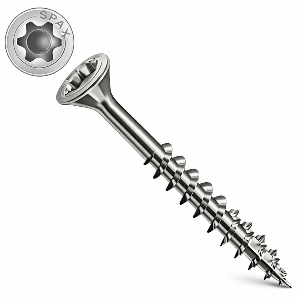 12mm Wood Screws, Torx Drive, Flat countersunk T-Star Plius Muti Head, Ground serrated, 4cut Point Self Tapping Rust-free A2 Stainless Steel Spax Decking Screw 3x12 mm Fastener (200 pcs)