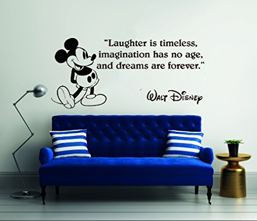 Laughter is Timeless Imagination Has No Age and Dreams Are Forever Quote – Walt Disney Quote – Mickey Mouse – Wall Decal For Home Bedroom Living Room