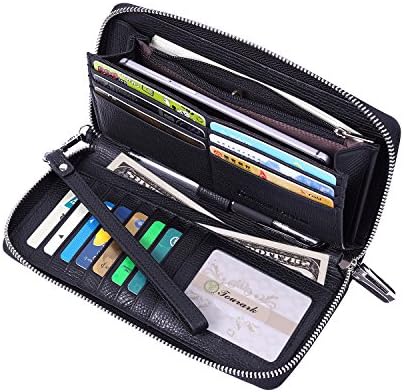 Womens Wallets RFID Blocking Ladies Clutch Leather Zip Around Travel Purse Wristlet