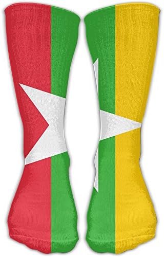 Chuanwang Flag Of Myanmar Athletic 30cm Stockings Ankle Socks Sport Casual Socks Cotton Crew Socks Long Sock One Size