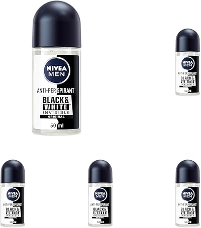NIVEA MEN Black & White Original Anti-Perspirant Roll-On 50ml Pack of 5