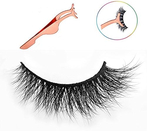 3D Mink Fur Hand-made Dramatic Thick Crisscross Siberian Mink False Eyelashes for Makeup Deluxe Black Fluffy Long Soft Reusable + Useful Lashes Clip (3D13)