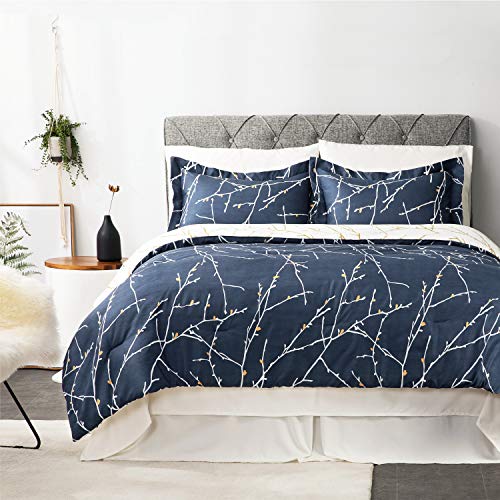Bedsure Twin Comforter Set Twin Bed Set 8 Piece Reversible Navy Blue