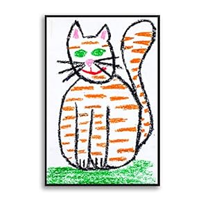Framed Canvas Home Artwork Decoration Cute Cat Canvas Wall Art for Living Room, Bedroom - 16x24 inches