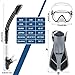 ZEEPORTE Mask Fin Snorkel Set with Adult Snorkeling Gear, Panoramic View Diving Mask, Trek Fin, Dry Top Snorkel +Travel Bags, Snorkel for Lap Swimming