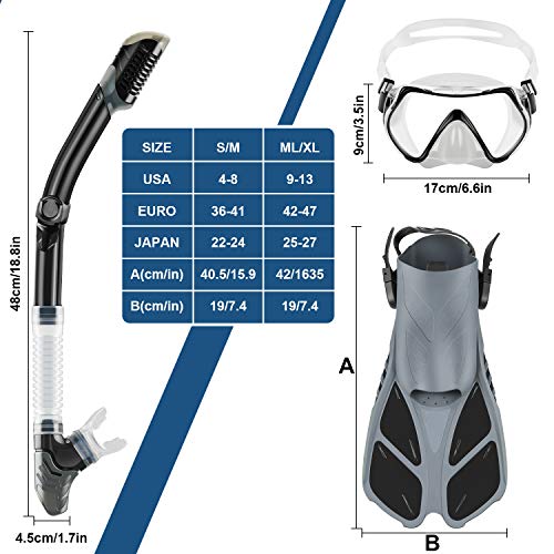 image for ZEEPORTE Mask Fin Snorkel Set with Adult Snorkeling Gear, Panoramic Vi