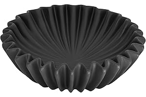Kultilanda Large Ceramic Fruit Bowl Black Decorative Bowl for Coffee Table Entryway Kitchen Modern Home Decor Centerpiece 9.5